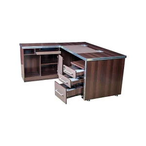 Dark Wood With Iron Steel Edge Band Executive Table-1.6m