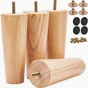 Solid Wooden Furniture Legs Natural Color Round Table Legs 4 Pcs H150mm ( Click to view other images ) - Image 3