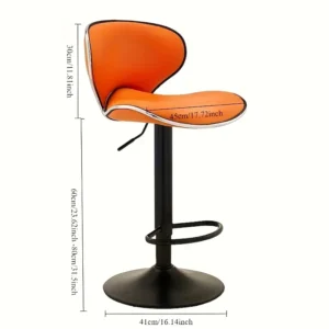 Adjustable height bar chair high stool - orange