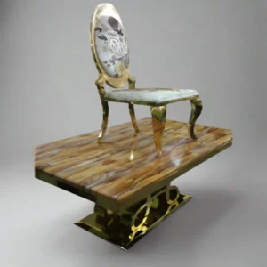 Gold Marble Dining With 6 Chairs