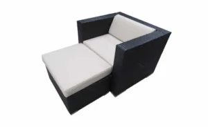 Outdoor Patio Wicker & Rattan Furniture - Club Chair with Ottoman