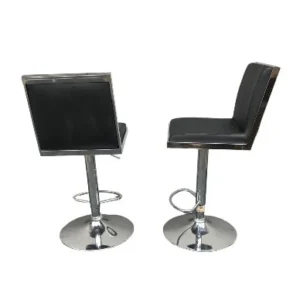 Swivel Adjustable Height Stitched Gas Lift Bar Stool - Black