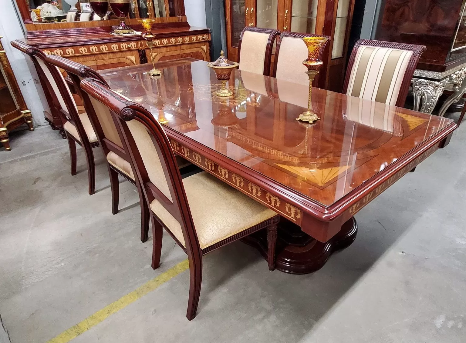 Inlaid Dining table Set 6 Seater
